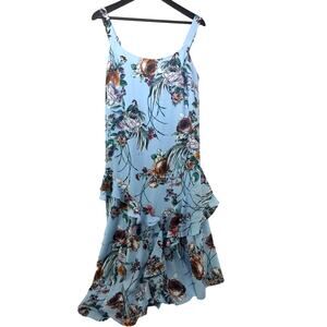 Cooper St Blue Floral Asymmetrial Ruffle Hem Dress Size 8 Fairycore Garden Girl